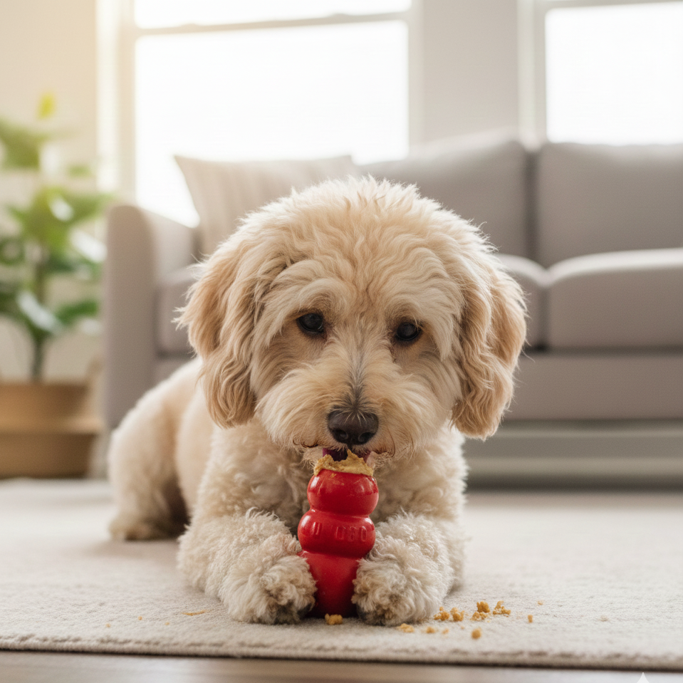 コングで遊ぶ犬